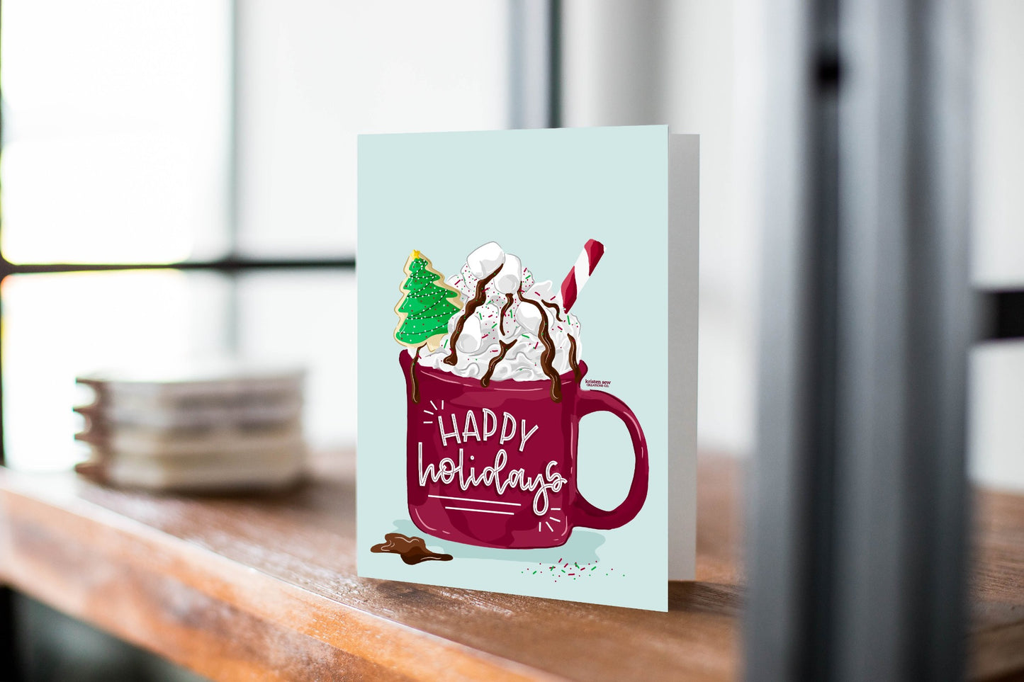 Happy Holidays Christmas Mug Card - Kristen Sew.