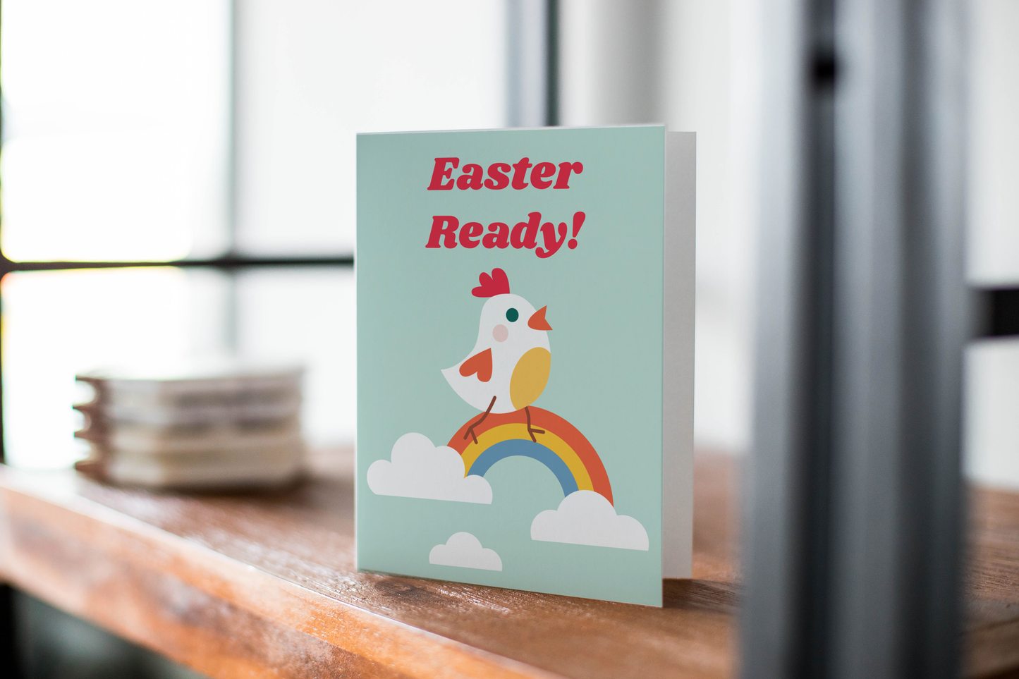 Easter Is Here: Chicken Greeting Card.