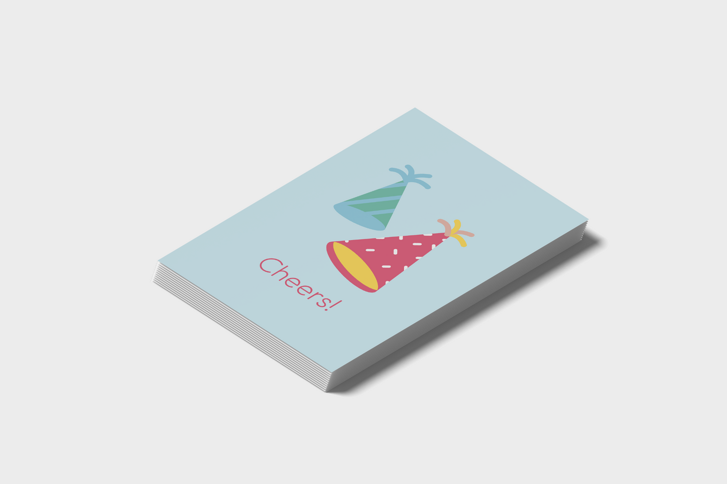 Party Hat Cheers! Happy Birthday Postcards. Pack Of 5 Or 10 Postcards.