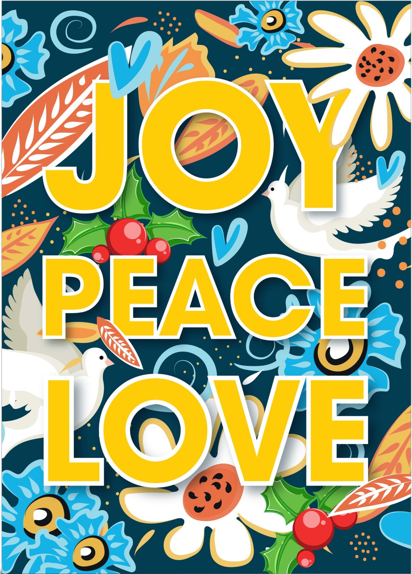 Joy Peace Love Holiday Card.