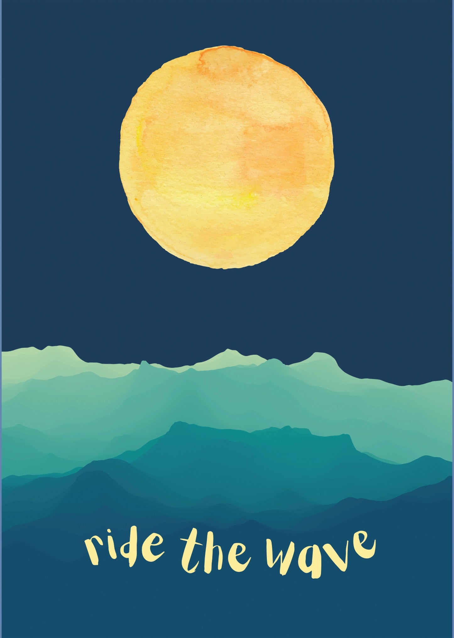 Ride The Wave Art Print - Moon Over The Sea - Home Decor - Wall Art.