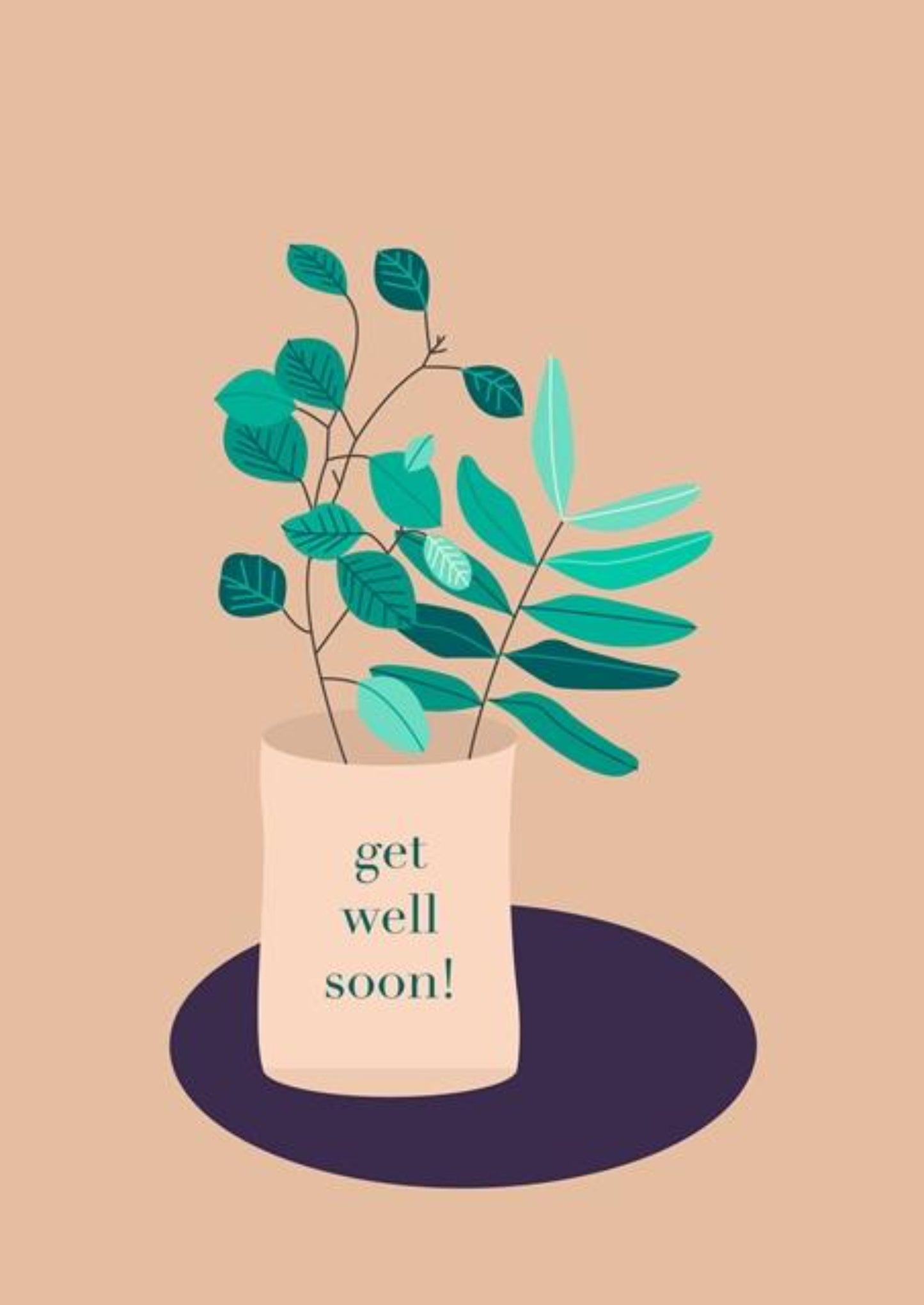 Get Well Soon! Greeting Card, Succulent Note Card.
