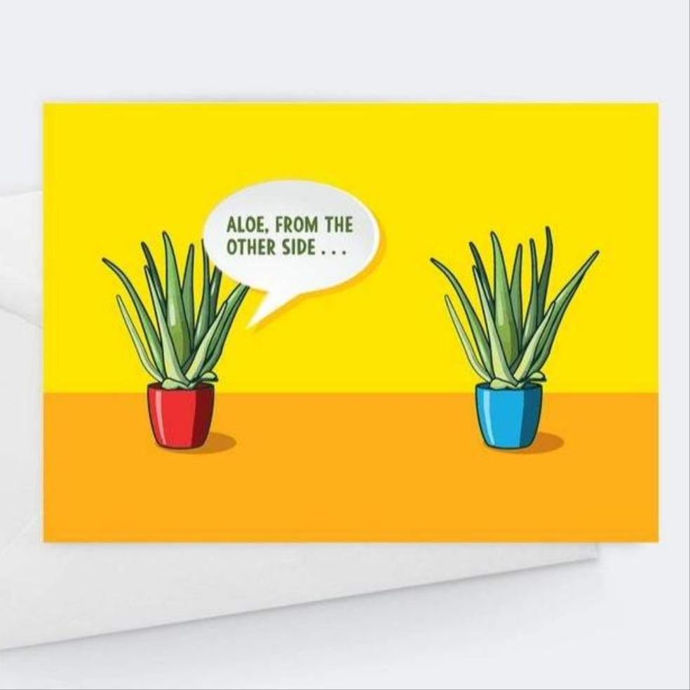 aloe vera plant puns Aloe..how are you? Thinking Of You Greeting Card – CardCraft