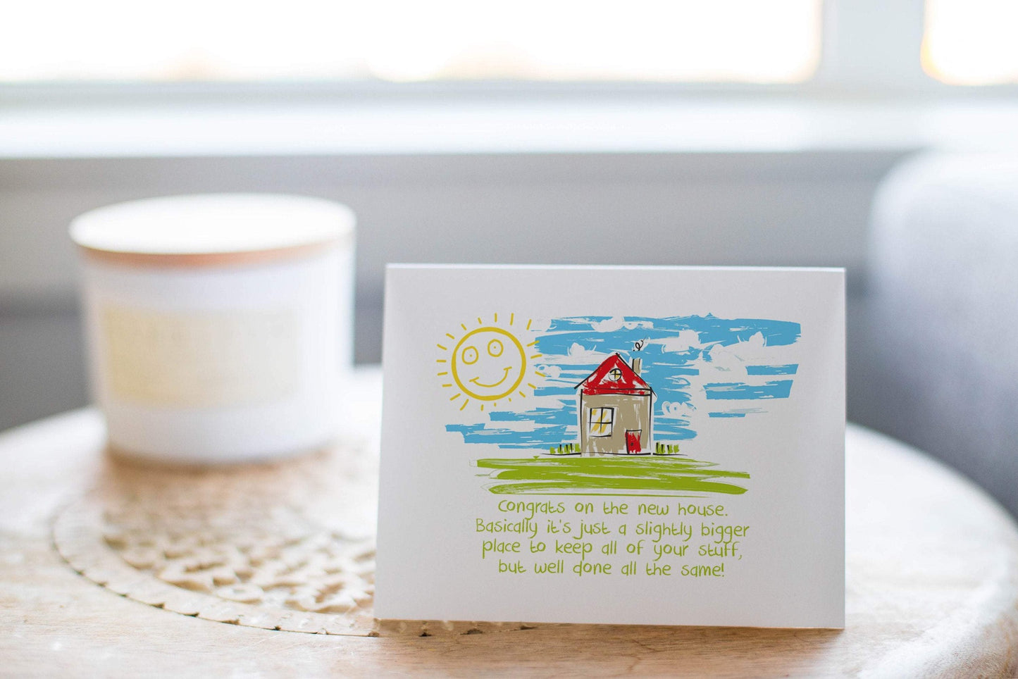Congrats, A Bigger Place To Keep Your Stuff - New Home Congratulations Greeting Card.