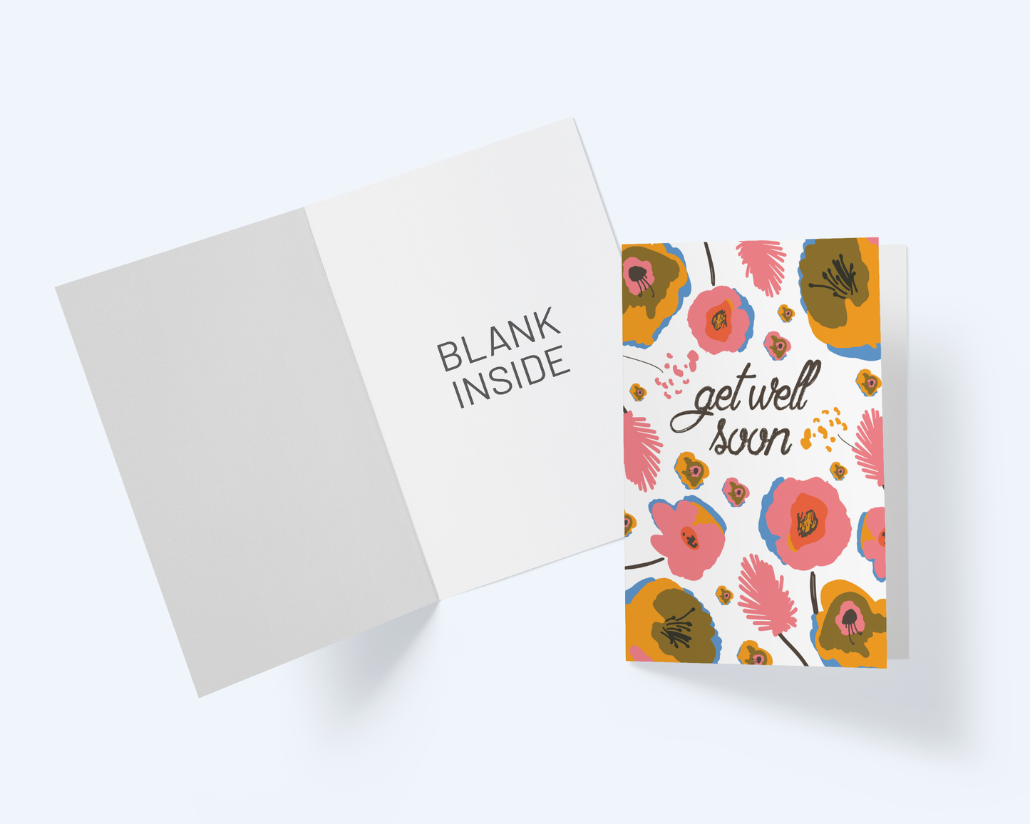 Get Well Greeting Card, Thinking Of You Card With Flowers.