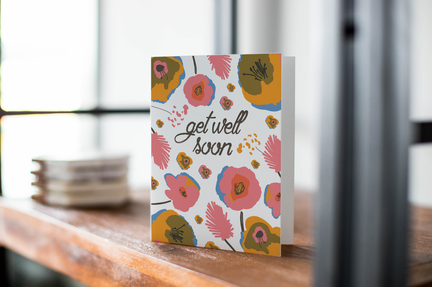 Get Well Greeting Card, Thinking Of You Card With Flowers.