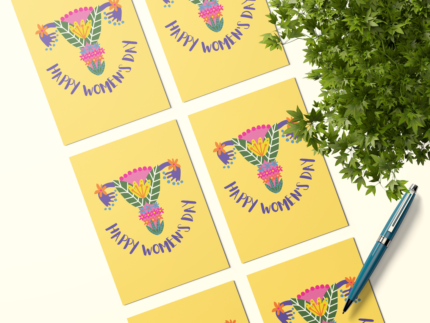 Happy Women's Day Floral Celebration Postcards - Pack Of 5 Or 10.