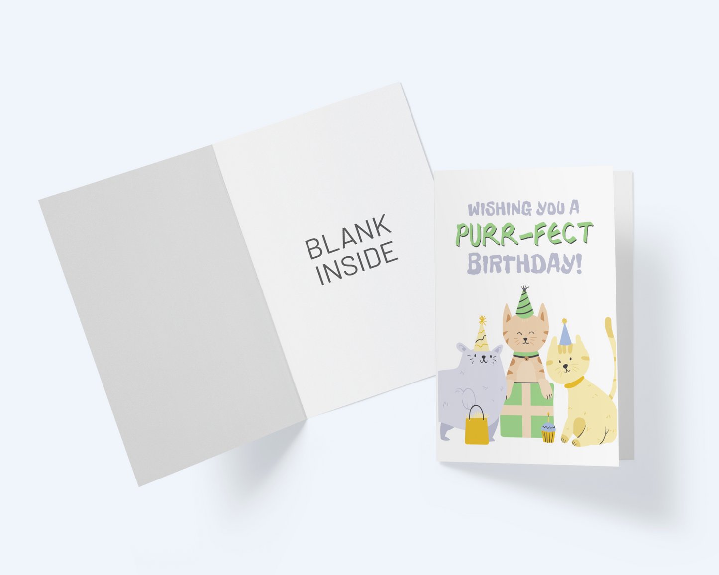 Purr-Fect Birthday Card, Birthday Greeting Card For Cat Lovers, Happy Birthday Greeting Card.