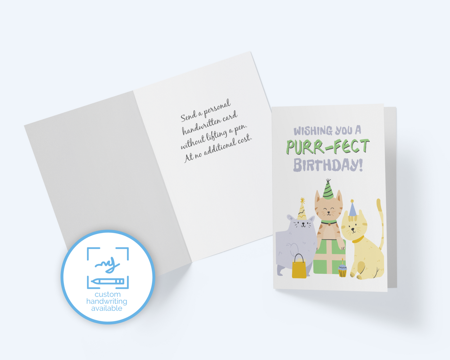 Purr-Fect Birthday Card, Birthday Greeting Card For Cat Lovers, Happy Birthday Greeting Card.