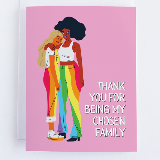 Thank You Chosen Family, Thank You Greeting Card, LGBTQ Thank You Note Card.