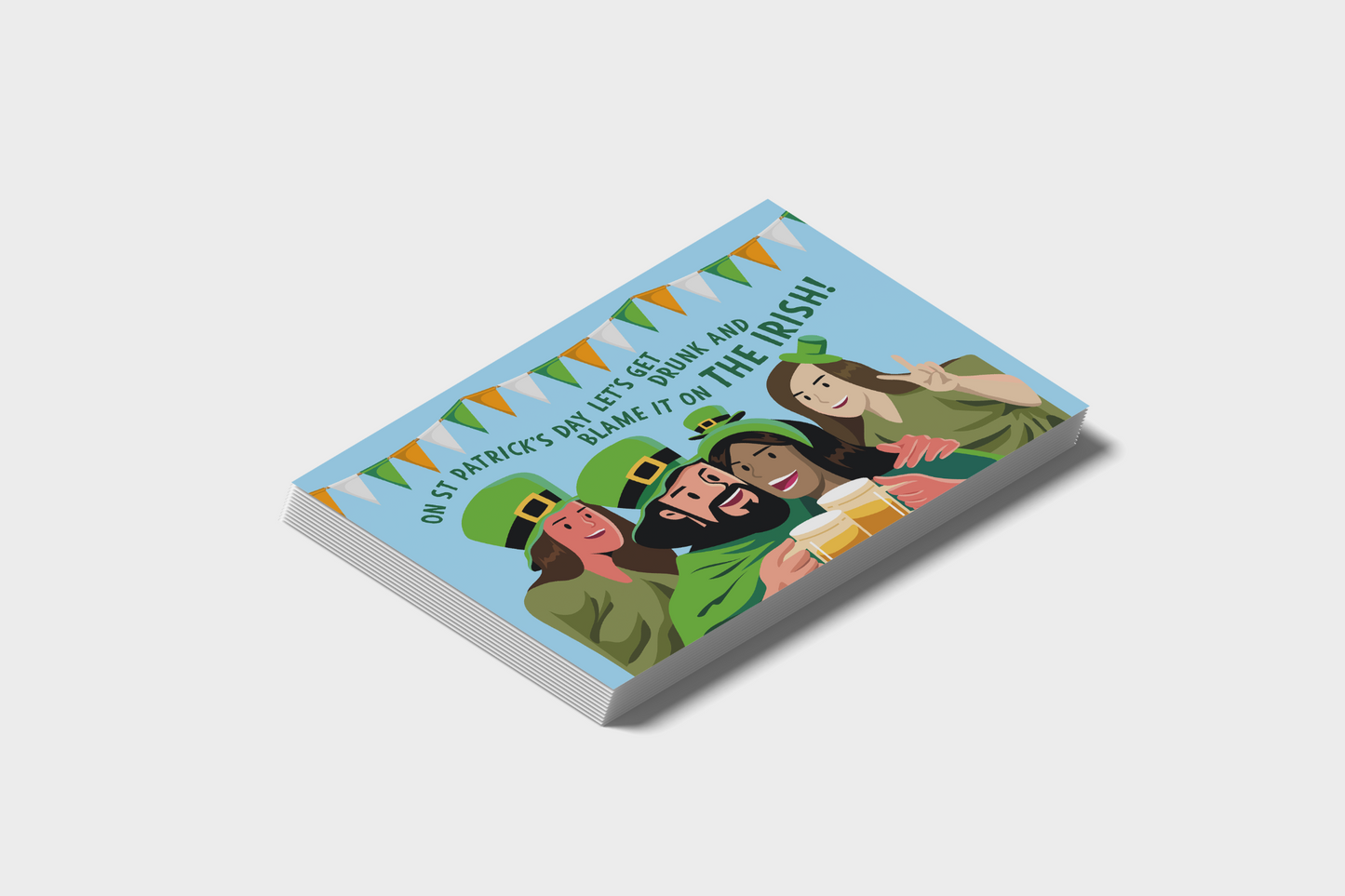 Saint Patrick's Day "Let's Get Drunk Postcard Bundle: Postcard Pack Or 5 Or 10.