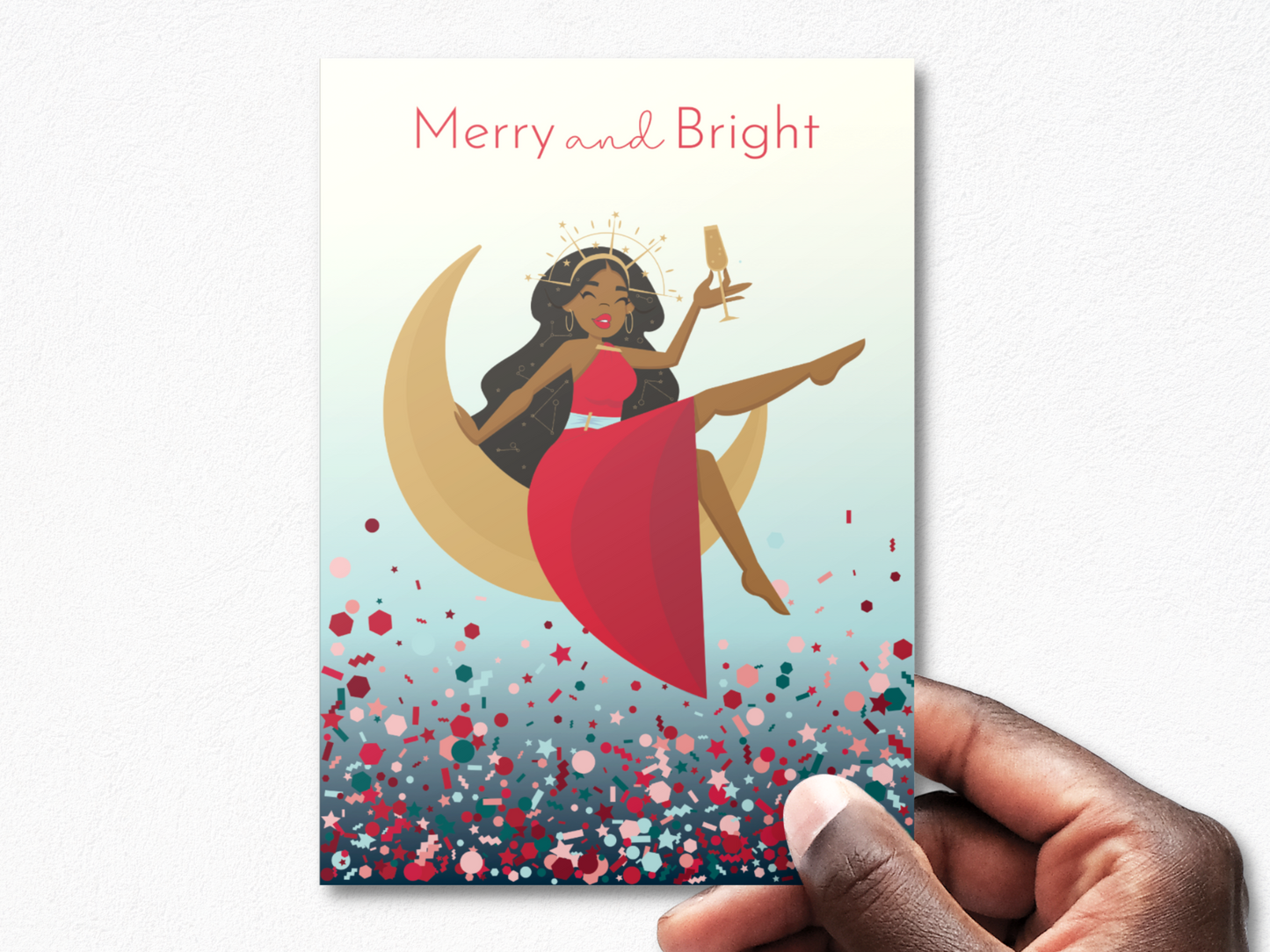 Black Paper Party Celestial Collection - Merry & Bright Personalized Christmas Card