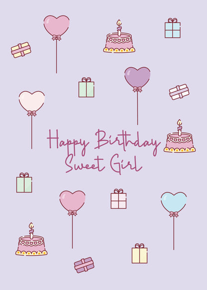 Happy Birthday Sweet Girl - Kids Birthday Card