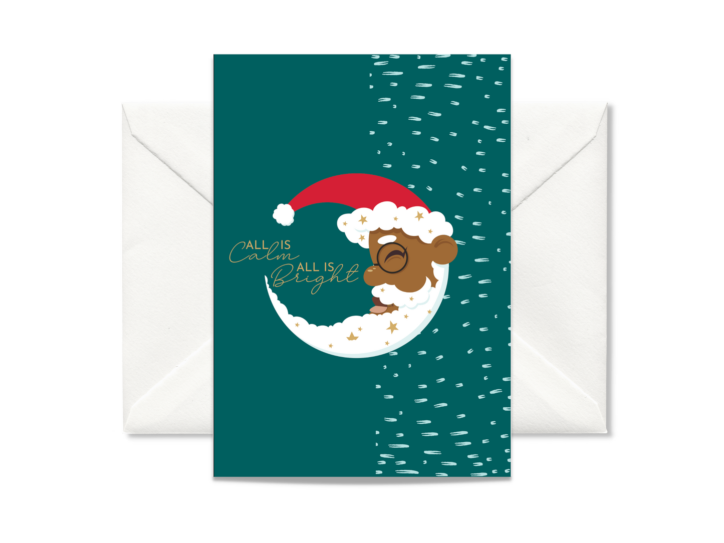 Black Paper Party Celestial Collection - All Is Calm Personalized Christmas Card