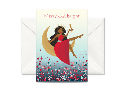 Black Paper Party Celestial Collection - Merry & Bright Personalized Christmas Card