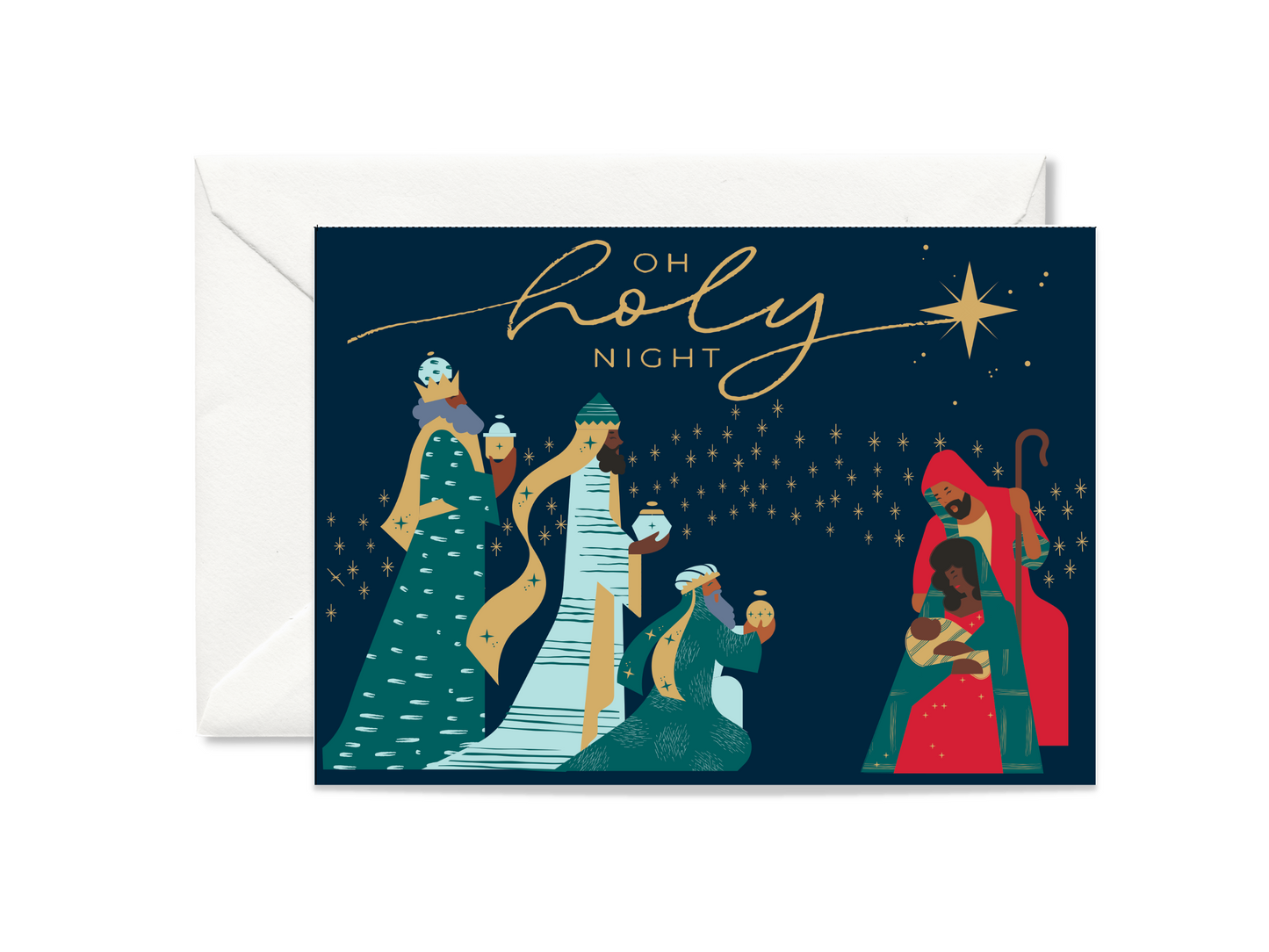 Black Paper Party Celestial Collection - Oh Holy Night Personalized Christmas Card