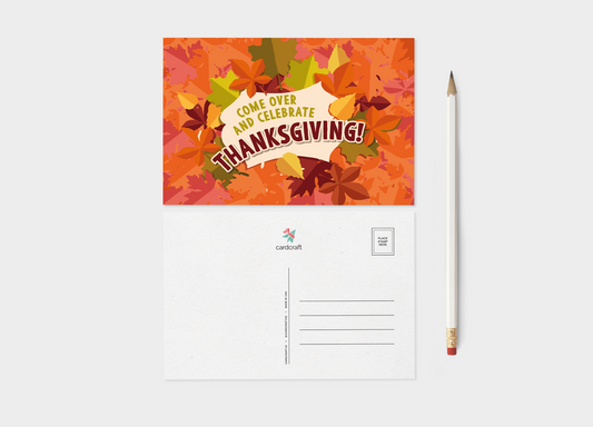 Come Celebrate Thanksgiving Postcard Set, Thanksgiving Invitation Set of 5 or 10.