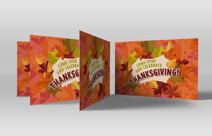 Come Celebrate Thanksgiving Postcard Set, Thanksgiving Invitation Set of 5 or 10.