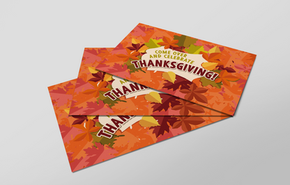 Come Celebrate Thanksgiving Postcard Set, Thanksgiving Invitation Set of 5 or 10.