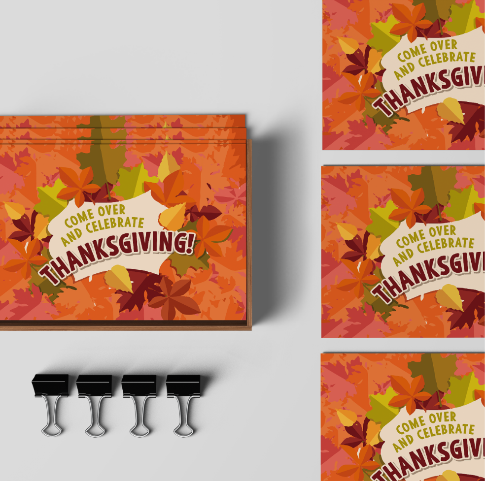 Come Celebrate Thanksgiving Postcard Set, Thanksgiving Invitation Set of 5 or 10.