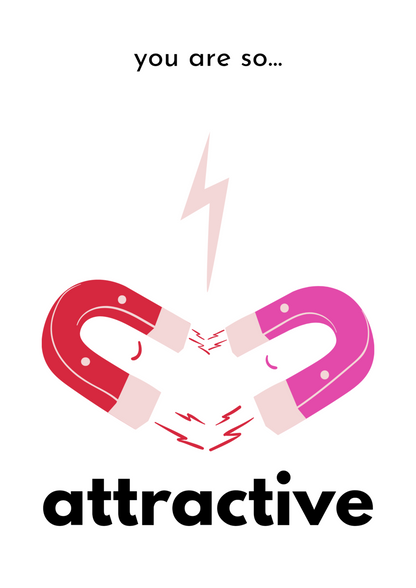 Magnetic Attraction, Pink, Valentine's Day Greeting Card
