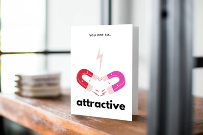 Magnetic Attraction, Pink, Valentine's Day Greeting Card