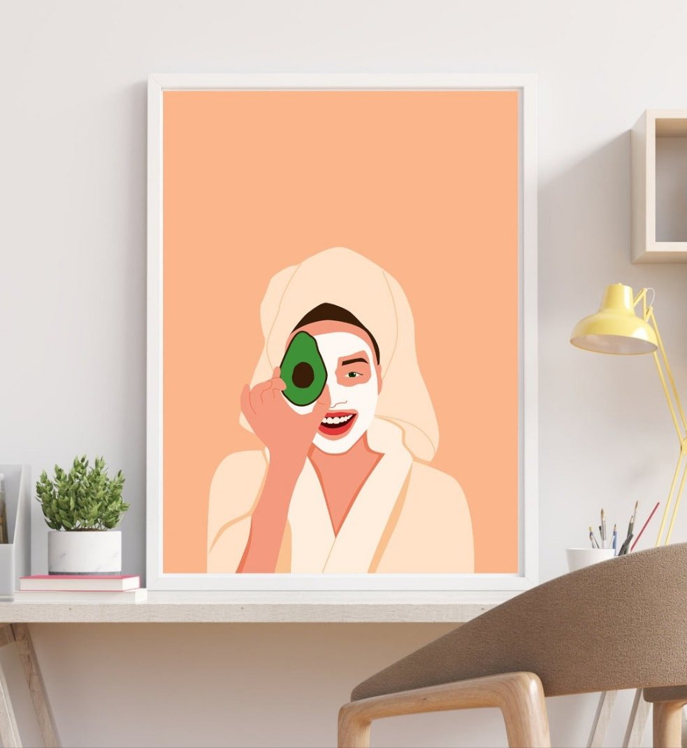 Avocado Self Care Art Print - Wall Decor - Wall Art.