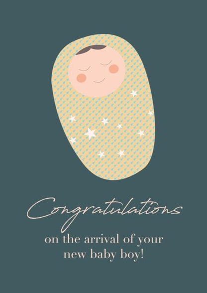 Congrats On The New Arrival! - New Baby Boy Greeting Card.