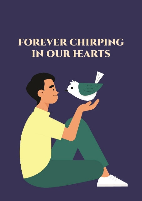 Forever Chirping in Our Hearts Card - Pet Bird Sympathy Greeting Card.
