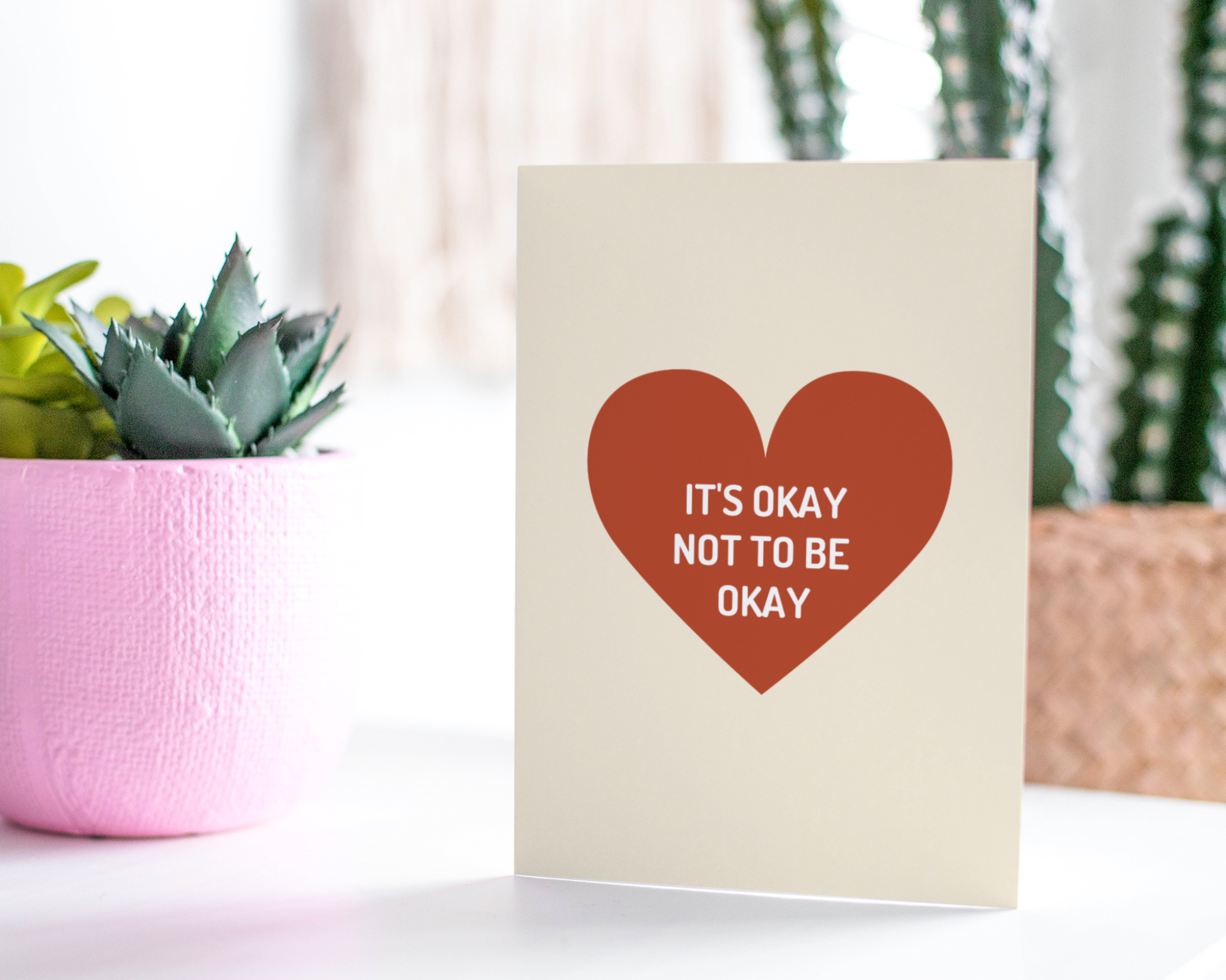 It's Okay Not To Be Okay - Thinking Of You Sympathy Greeting Card - Red Heart.