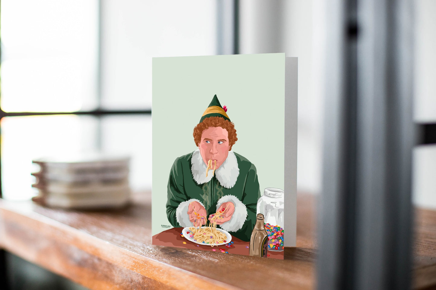 Buddy The Elf Spaghetti Holiday Card - Kristen Sew.