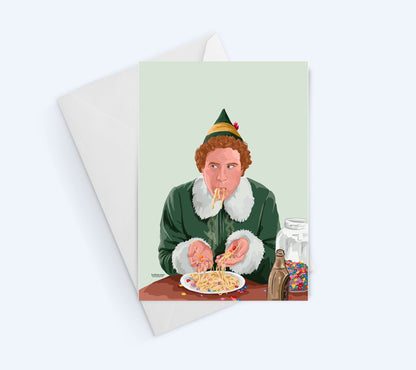Buddy The Elf Spaghetti Holiday Card - Kristen Sew.