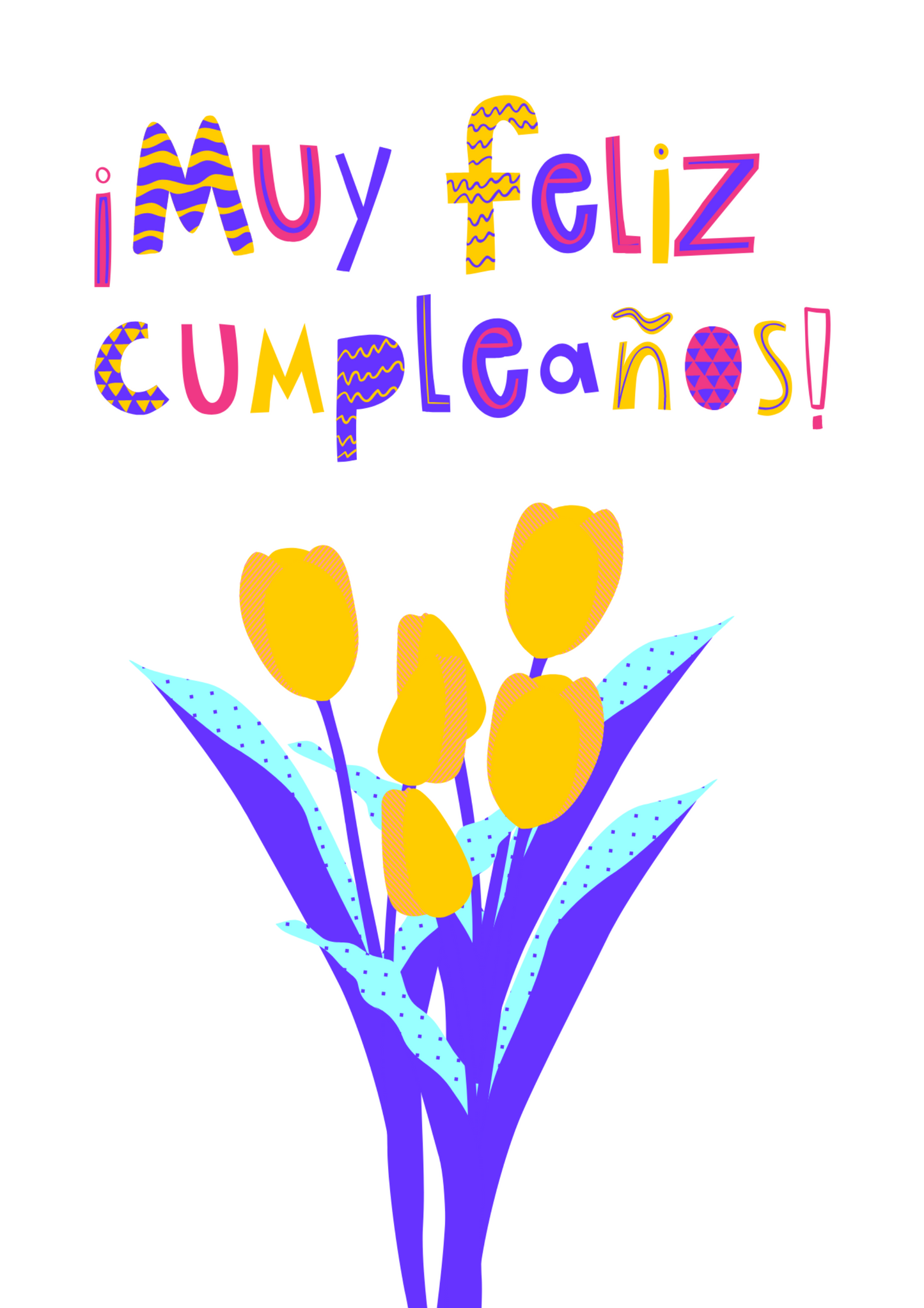Happy Birthday Greeting Card, ¡muy feliz cumpleaños! - Tarjeta de felicitación española