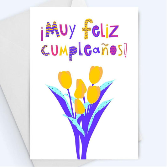 Happy Birthday Greeting Card, ¡muy feliz cumpleaños! - Tarjeta de felicitación española