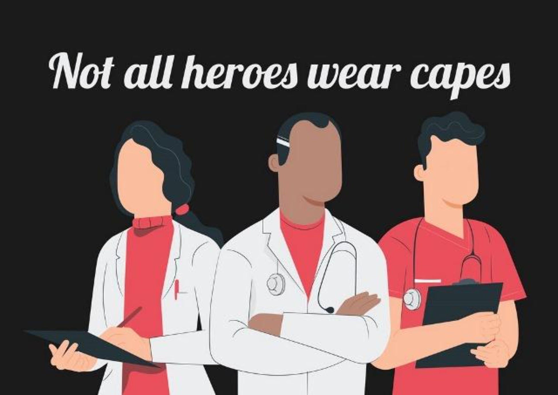 Not All Heroes Wear Capes (Black) Healthcare Workers Greeting Card.