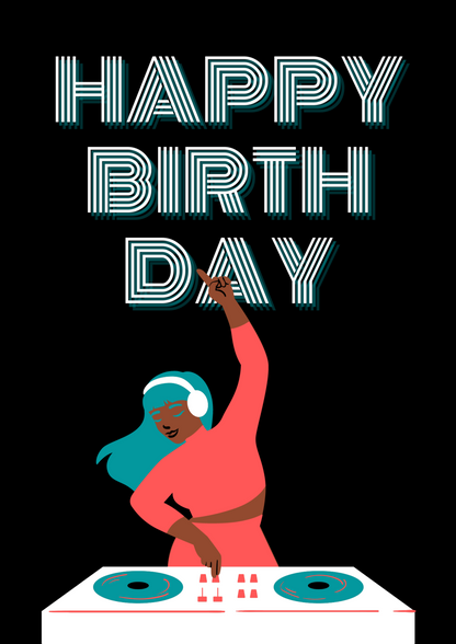 Happy Birthday DJ Greeting Card.
