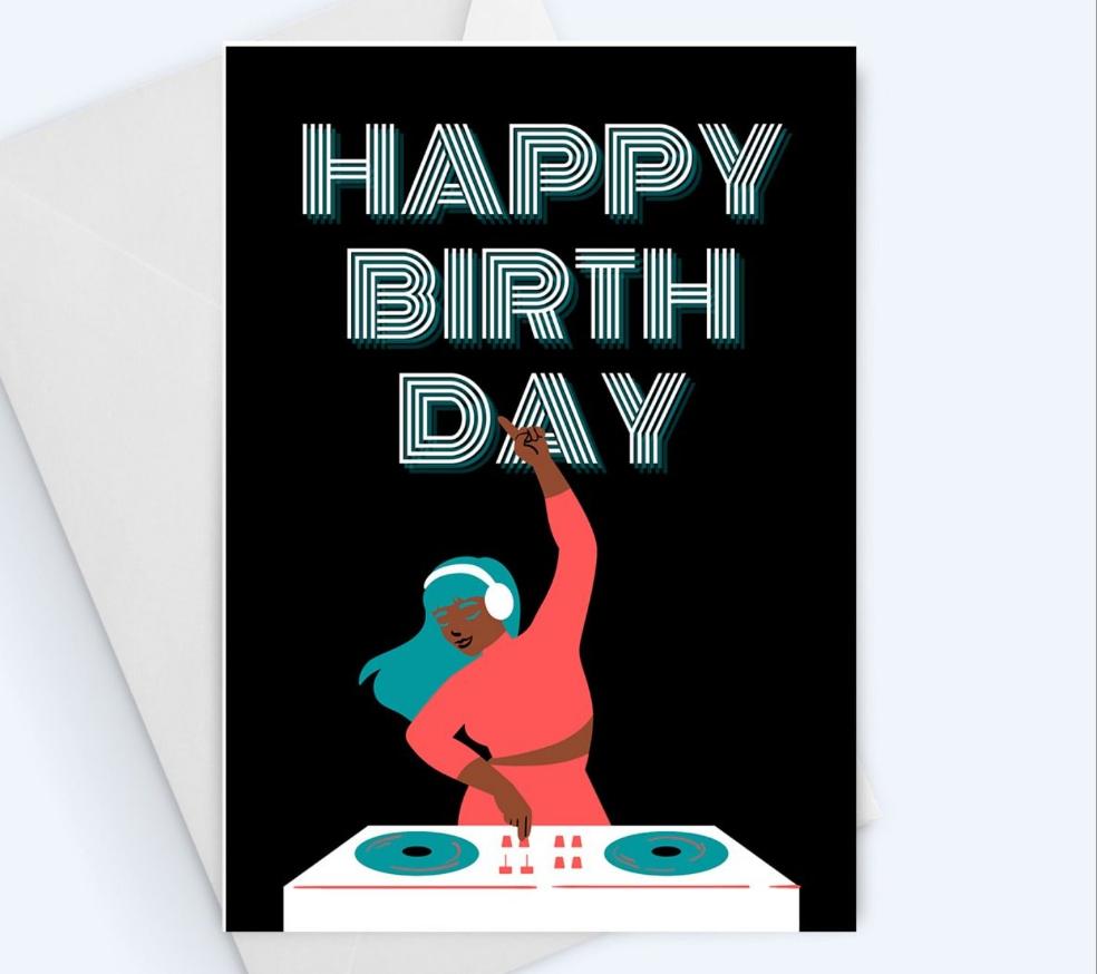 Happy Birthday DJ Greeting Card.