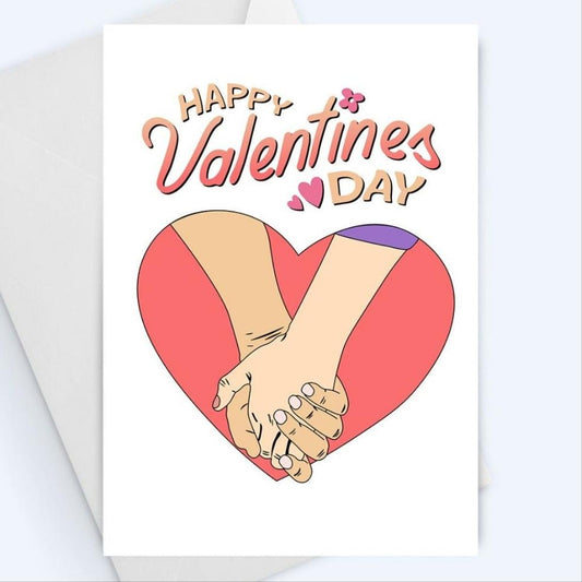 Happy Valentines Day, Hands in Heart Greeting Card