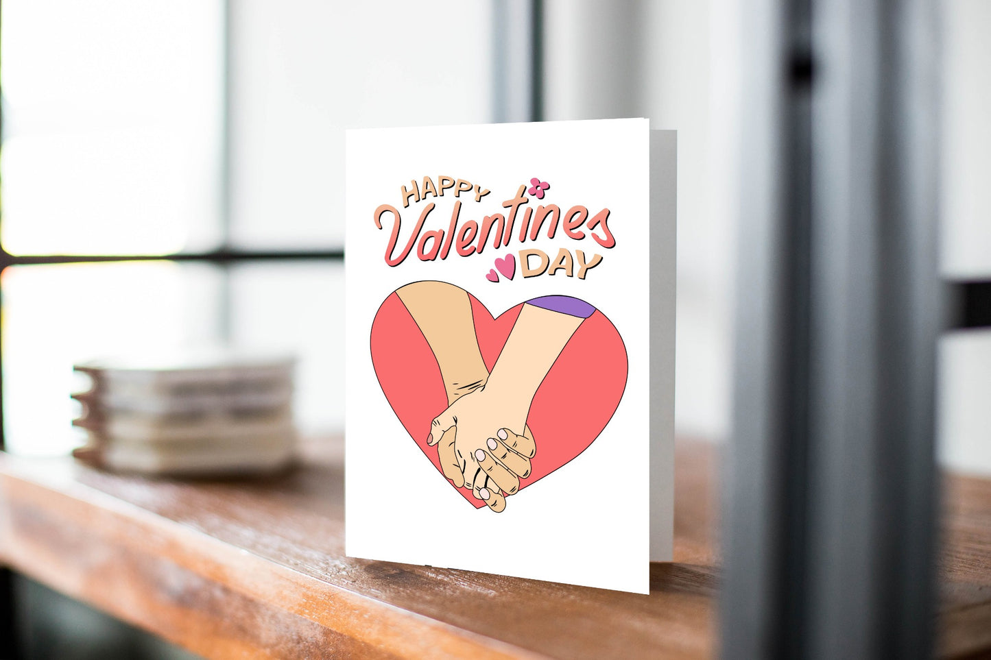 Happy Valentines Day, Hands in Heart Greeting Card