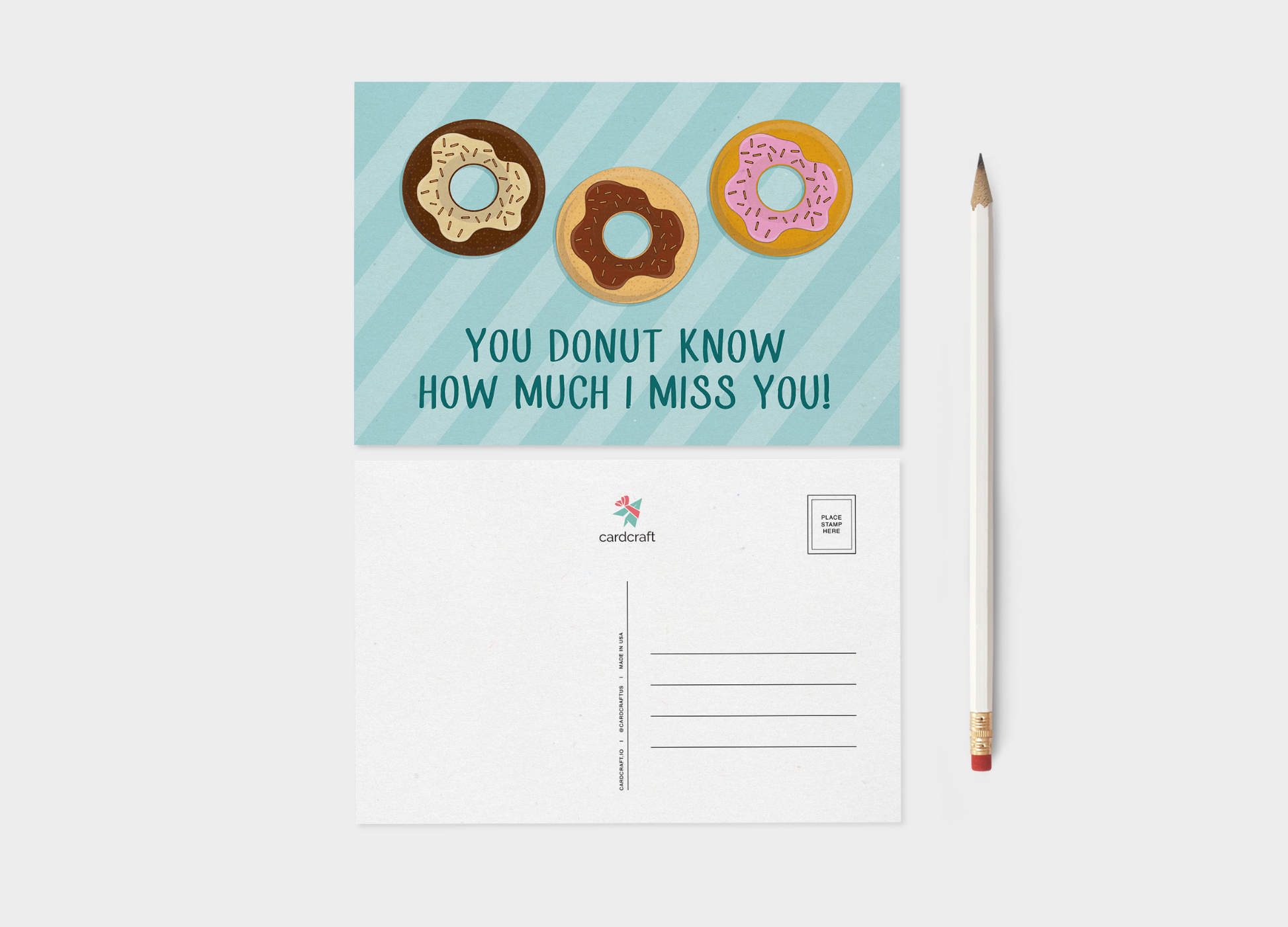 Thinking Of You Post Cards - You Donut Know How Much I Miss You Postcards - Pack of 5 Or 10.
