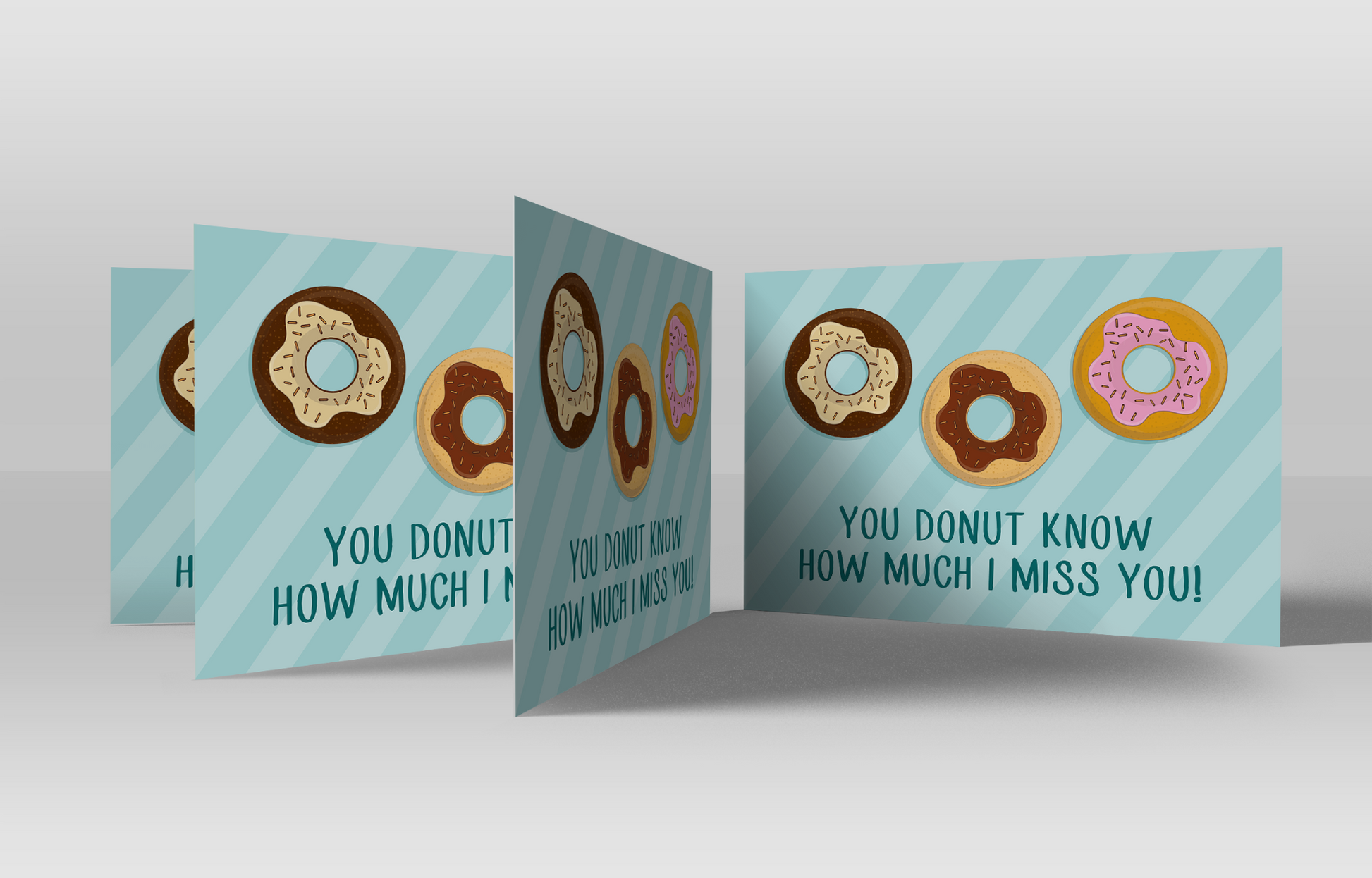 Thinking Of You Post Cards - You Donut Know How Much I Miss You Postcards - Pack of 5 Or 10.