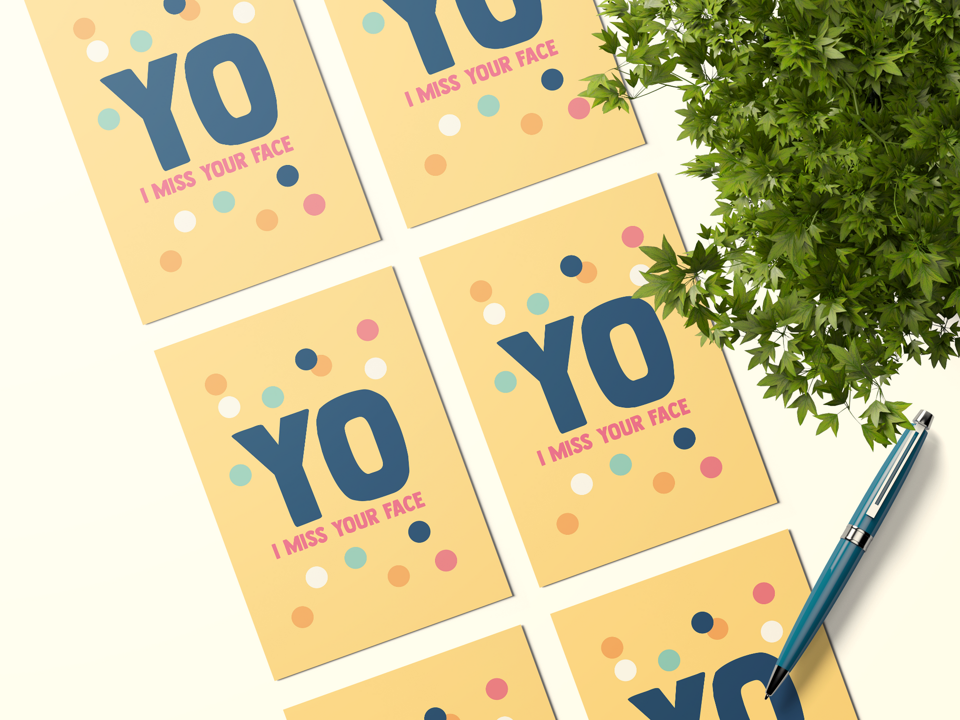 Yo I Miss Your Face Postcard Pack - Pack of 5 or 10.