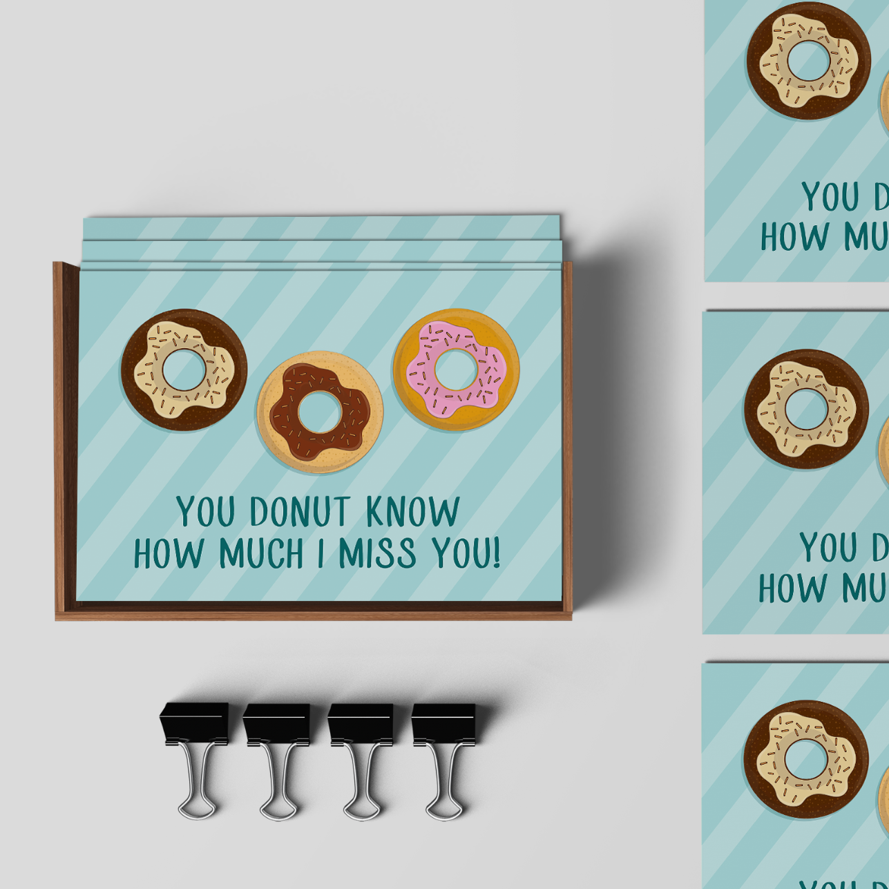 Thinking Of You Post Cards - You Donut Know How Much I Miss You Postcards - Pack of 5 Or 10.