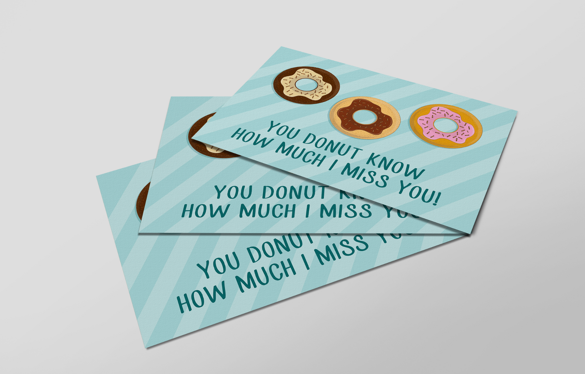 Thinking Of You Post Cards - You Donut Know How Much I Miss You Postcards - Pack of 5 Or 10.