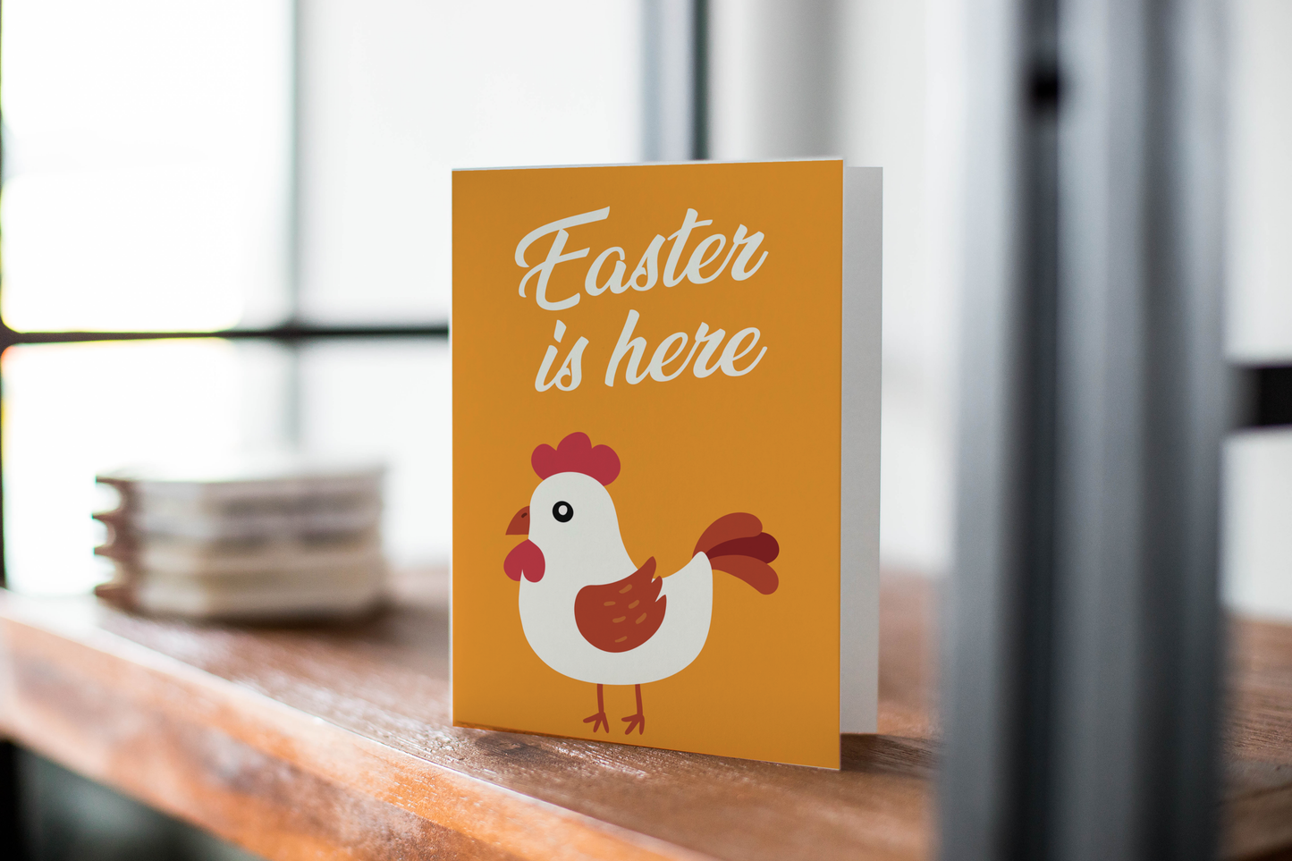 Easter Is Here: Chicken Greeting Card.