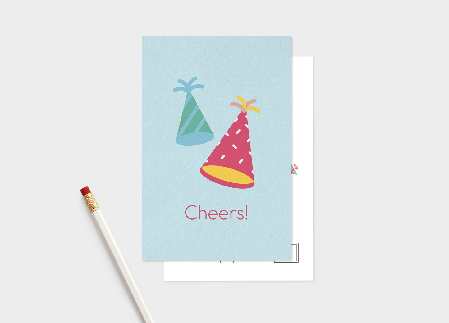 Party Hat Cheers! Happy Birthday Postcards. Pack Of 5 Or 10 Postcards.