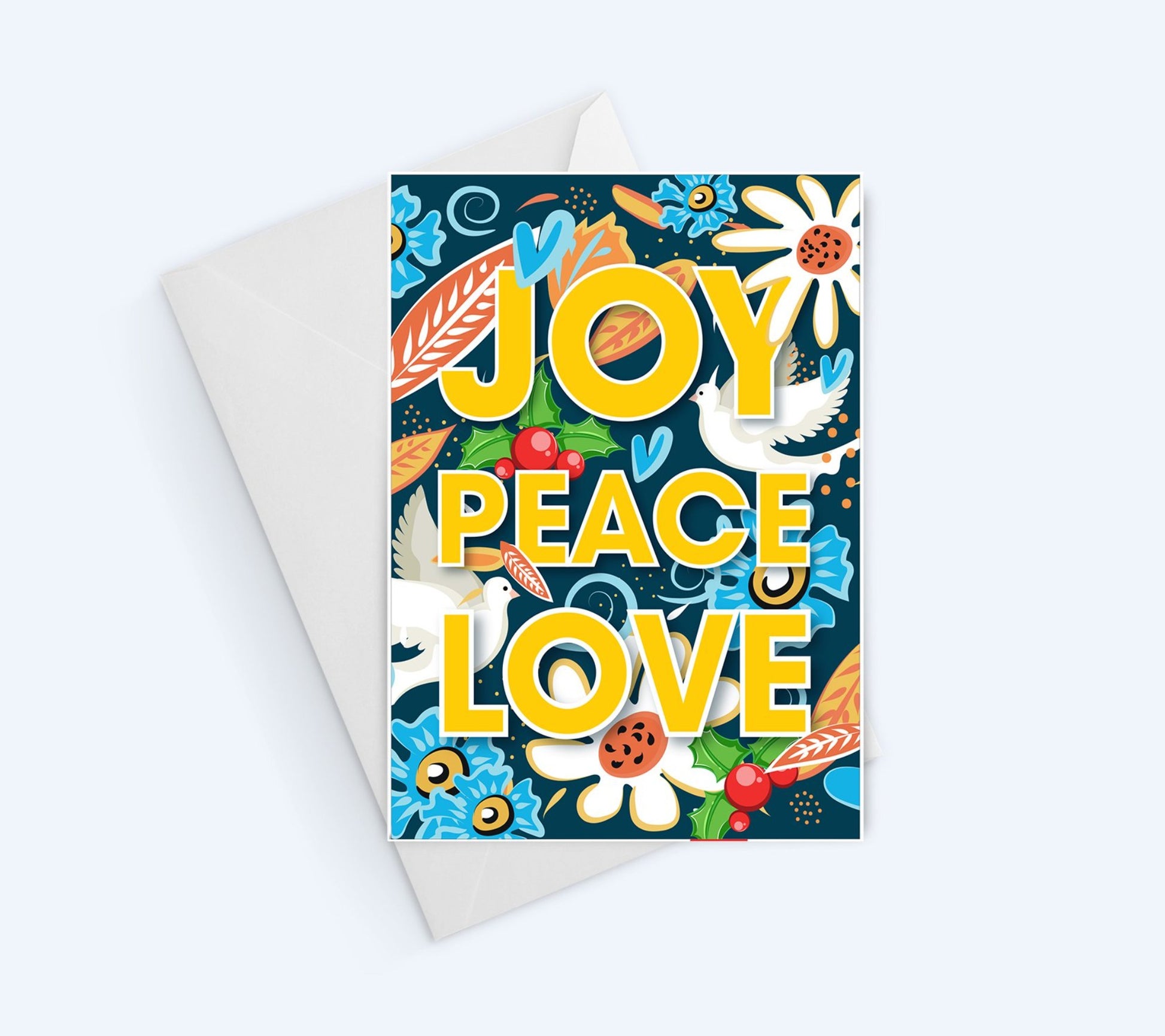 Joy Peace Love Holiday Card.