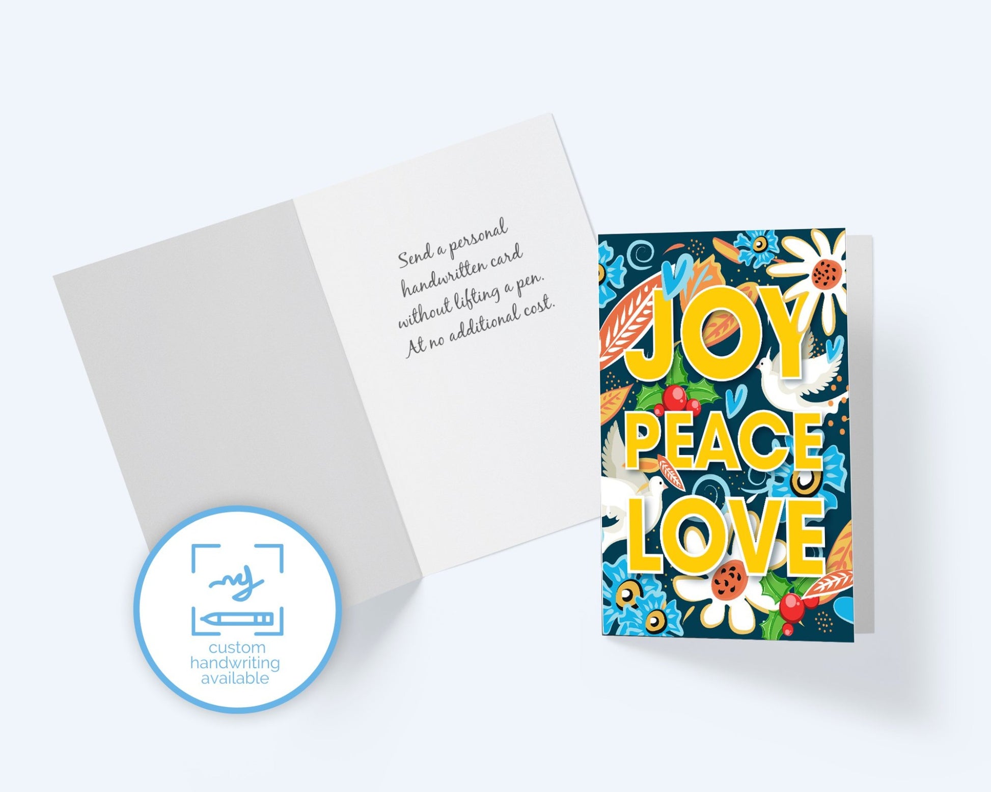 Joy Peace Love Holiday Card.