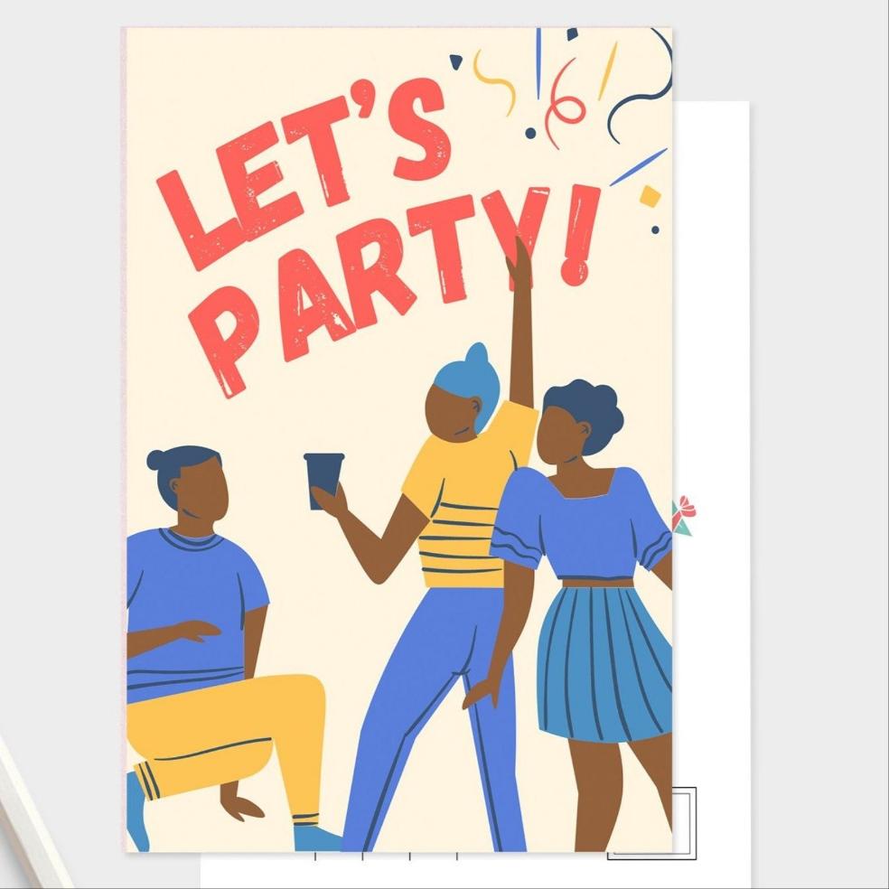 Let's Party Invitation Postcard Set.