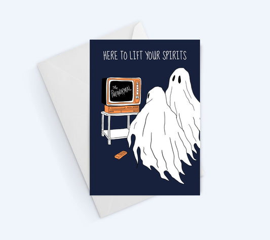 Here To Lift Your Spirits Greeting Card - Encouragement Card - Happy Halloween Greeting.